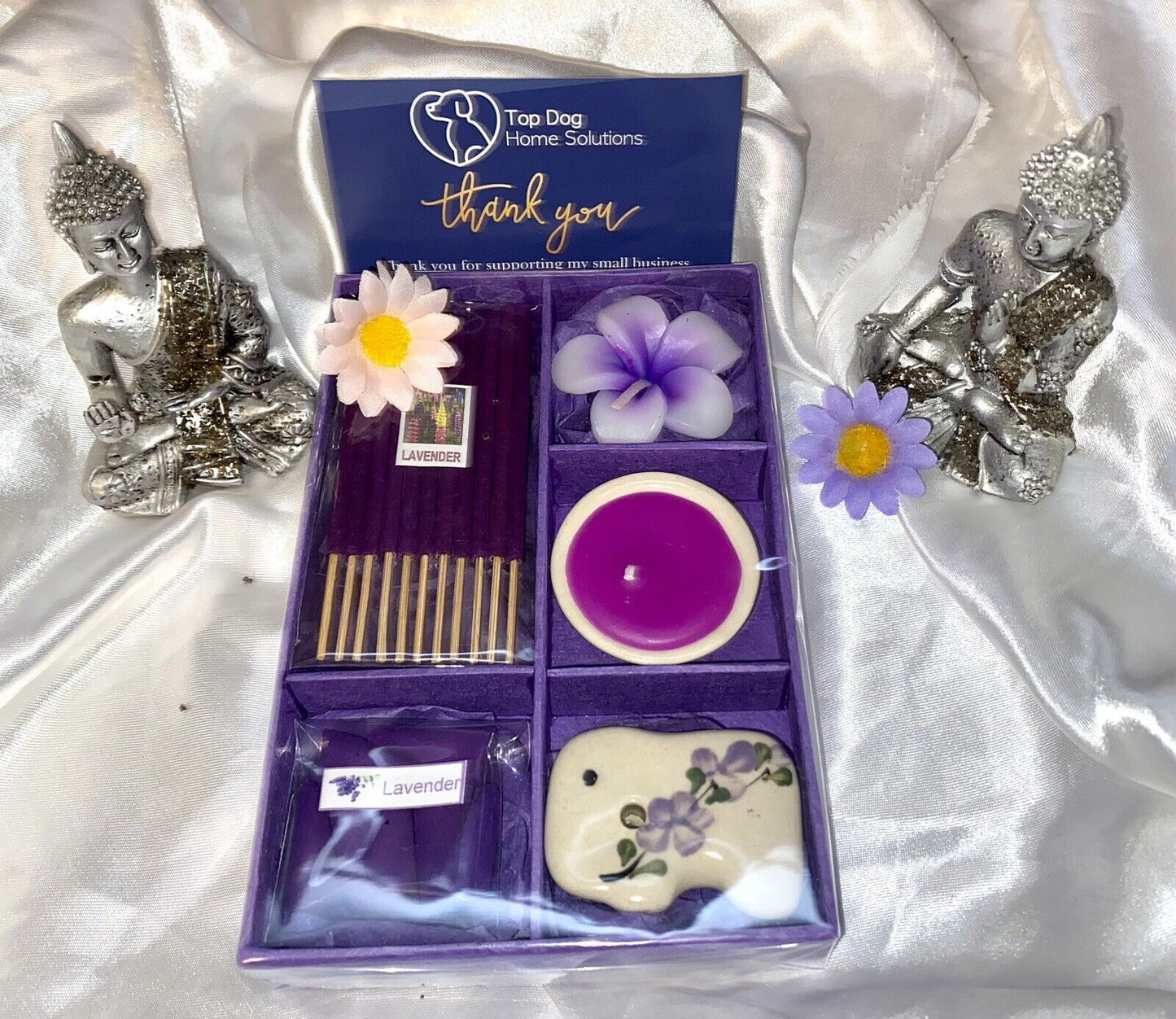 Elephant Incense Cones Sticks & Candle Gift Sets Pink Purple Green Blue Meditate