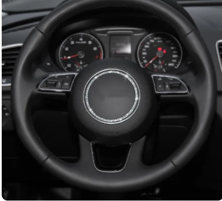 Car Audi Rhinestone Steering Wheel Center Ring Trim Diamond Sticker Logo
