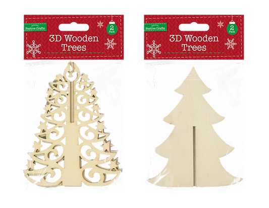 Christmas Tree craft wood Stand up Decoration Ornament filigree pine Craft