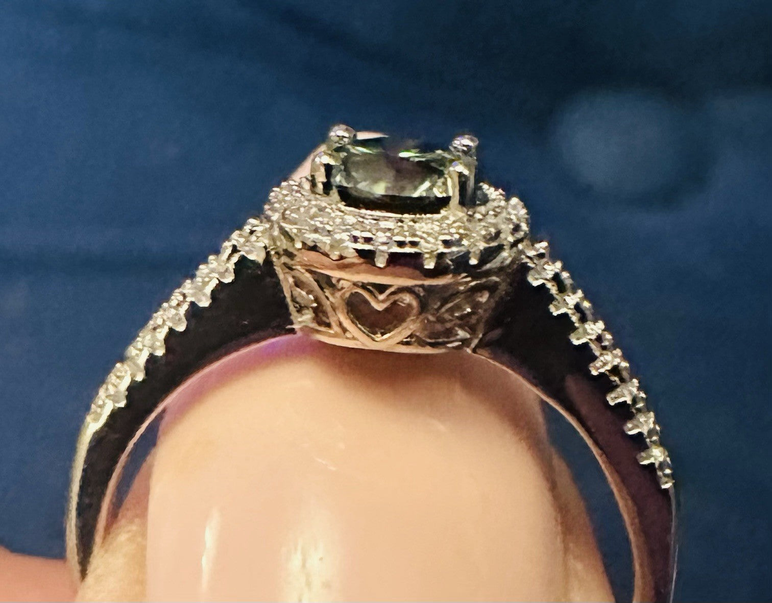 S925 Sterling Silver Ring Chameleon Green Adjustable VVS1 Cut Moissanite 18k