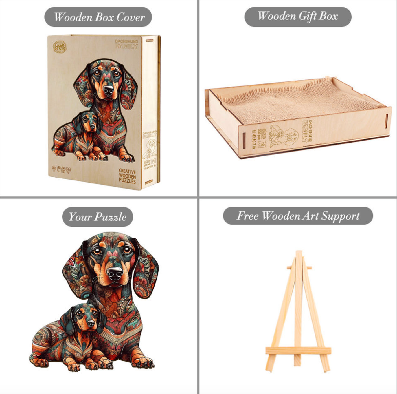 Jigsaw Wooden Sausage Dog Cat Puzzle Gift Xmas Hobby Horse Chihuahua Puppy 30cm