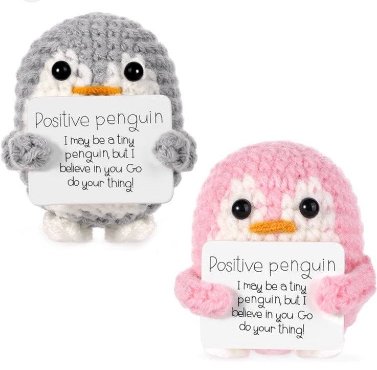 2 X Positive Penguin Grey Pink Xmas Positive Gifts Positivity Gifts Thoughtful