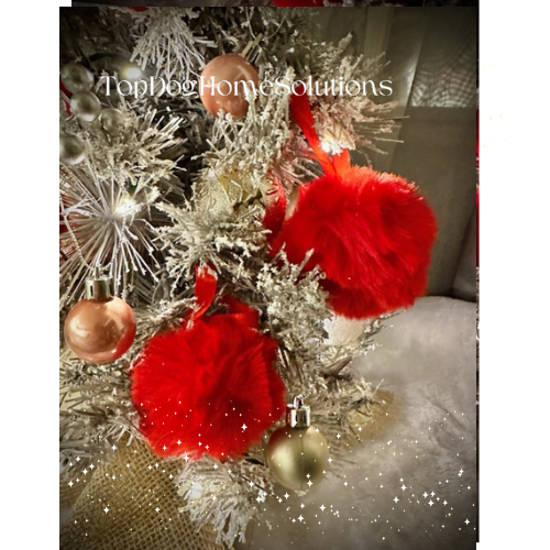 4 Xmas White Fluffy Pom Pom Hanging snowball Tree Bauble Decoration Quality