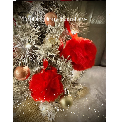 4 Xmas White Fluffy Pom Pom Hanging snowball Tree Bauble Decoration Quality