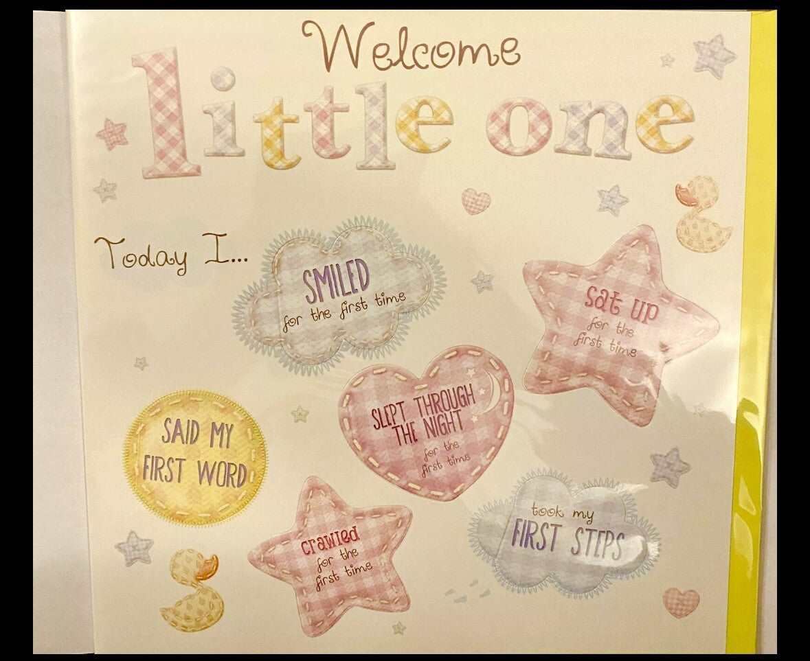 Baby Boy Girl Card Newborn Unisex Quality Welcome Little One milestone open door