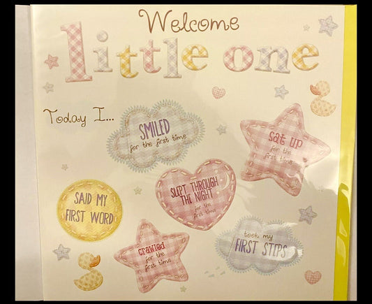 Baby Boy Girl Card Newborn Unisex Quality Welcome Little One milestone open door