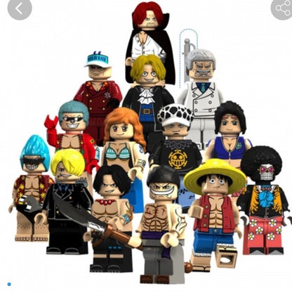 One Piece Luffy Ace Nami Sanji Broke Robin Franky 15 Pcs Minifigures Toy Brick