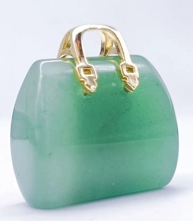 Handbag Crystal Stone Quartz Natural Healing Pendant Carved Display Ornament