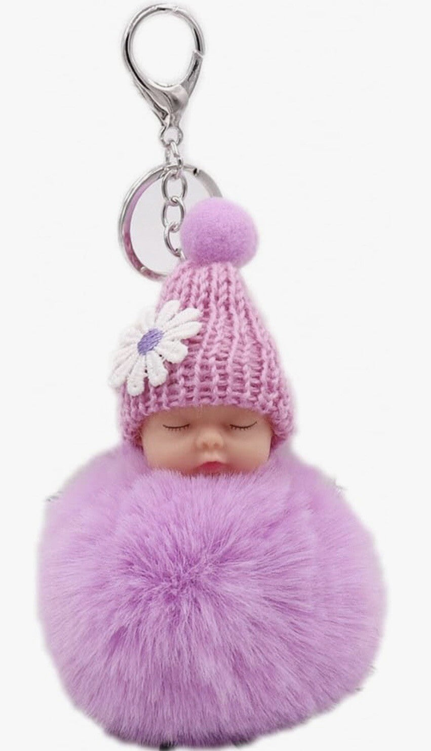 Baby Mama Keyring Pom Pom Car Key chain Bag Charm Doll Blue Pink Red Xmas Gift