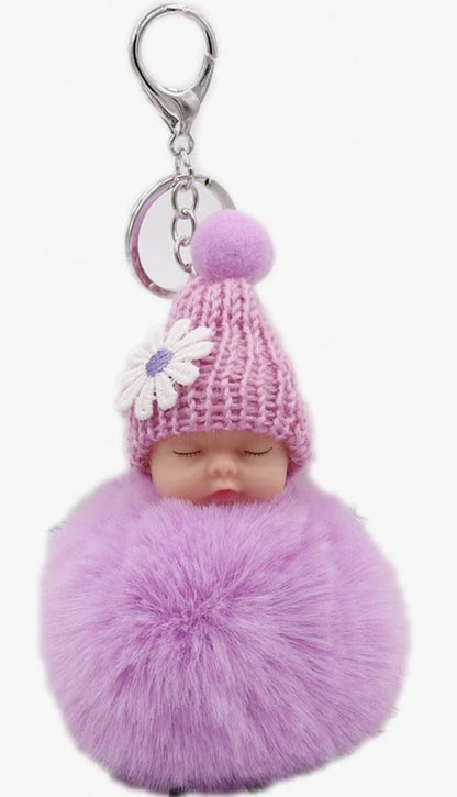 Baby Mama Keyring Pom Pom Car Key chain Bag Charm Doll Blue Pink Red Xmas Gift