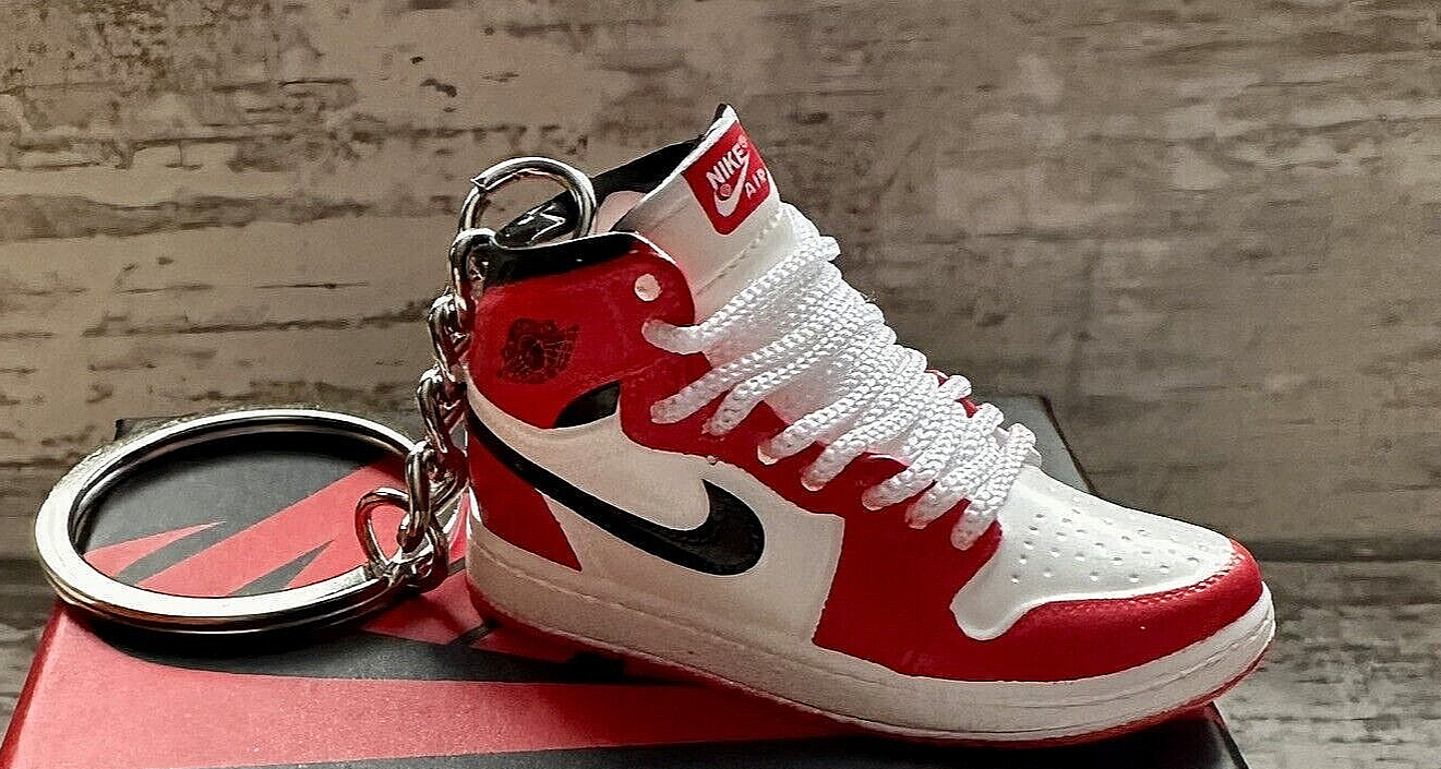 Trainer Nike Keyring Mini Jordan 3D sneaker Bright Red White Lace Xmas shoe Gift