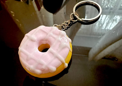 3D Donut Keyring Food Sweet Gift Cute Pink Chocolate sprinkles Car Key Chain