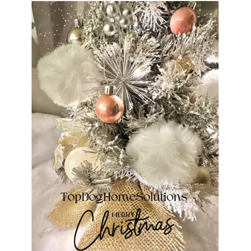 4 Xmas White Fluffy Pom Pom Hanging snowball Tree Bauble Decoration Quality