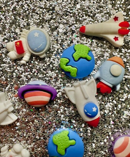 Space Man Flat back Resin Cabochon Embellishment Planet Rocket Earth Craft Galax