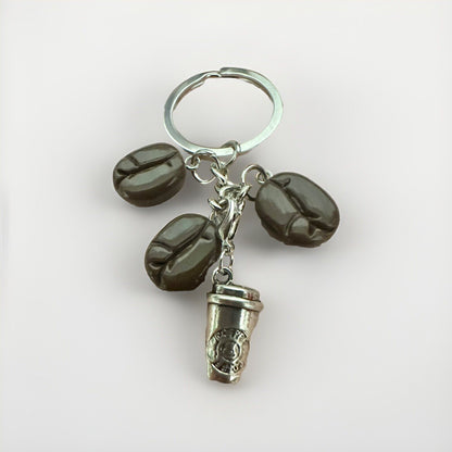 Coffee Theme Keychain Coffee Cup Coffee Bean Keychain Bag Pendant Key Ring Gift