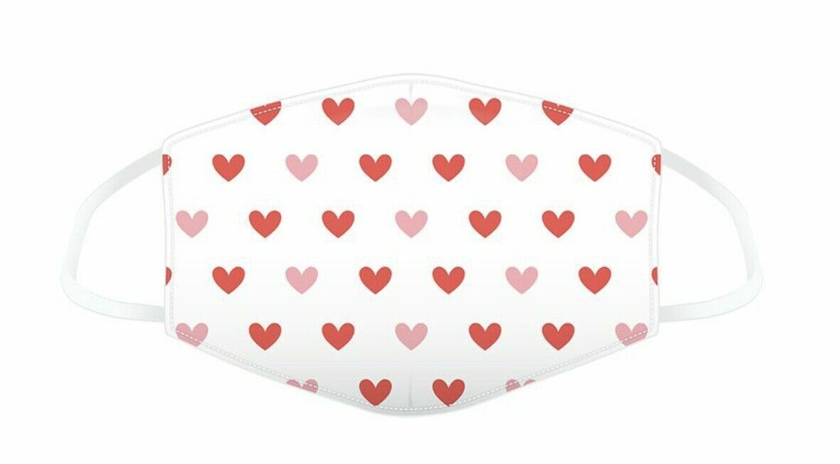 WHITE & RED HEARTS Girls lady Face Mask washable Reusable Protection covering UK