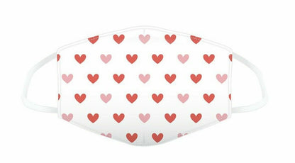 WHITE & RED HEARTS Girls lady Face Mask washable Reusable Protection covering UK