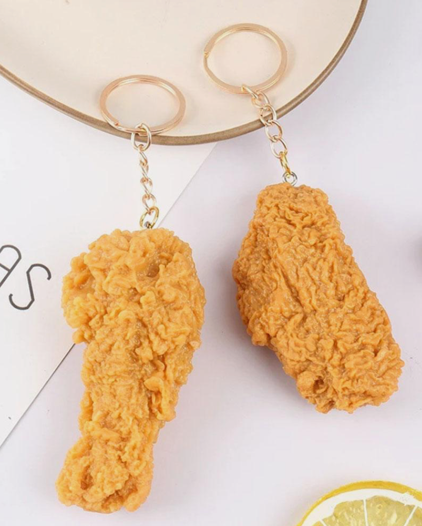 Chicken Nugget Keyring McDonalds KFC Wings Novelty Funny Joke Key Chain Foodie