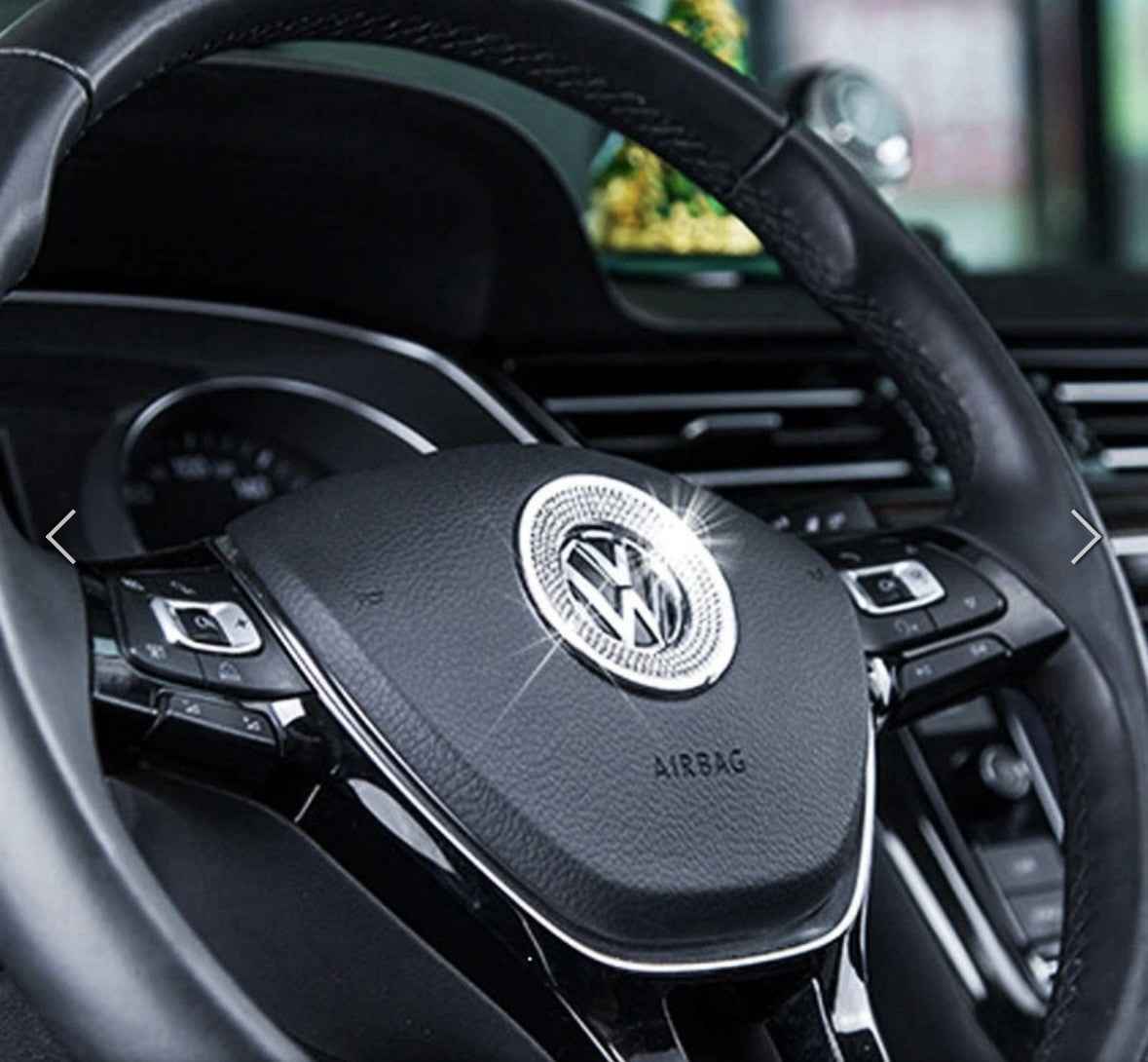 Car Vw Rhinestone Steering Wheel Center Emblem Trim Diamond Sticker Logo