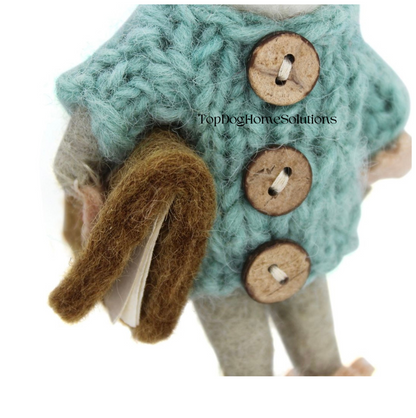 Student Mouse Hanging Felt Coat Glasses With Book Green JumperDecoration Gift
