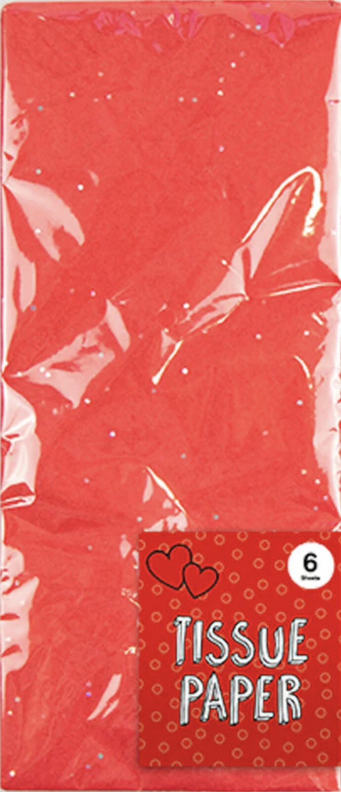 Valentine’s Red Glitter Tissue Paper Wrapping 6 Sheets Gifts Crafts Love