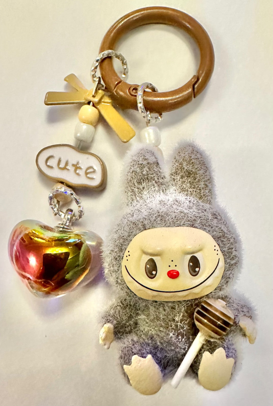 Monster lolipop La # Bu Keyring 3D Heart Charms Kawaii Doll Teddy Keychain Bag