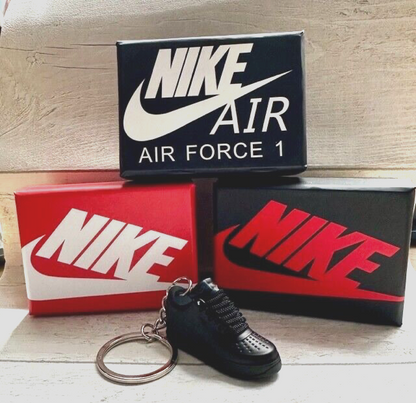 Nike Air Force 1 3D Trainer sneaker Keyring Black shoe Gift Box Christmas key
