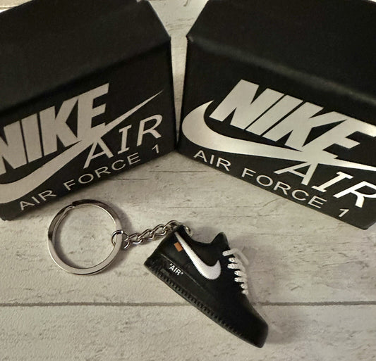Nike Air Force 1 3D Trainer sneaker Keyring Black shoe Mini Low Gift Box Car key