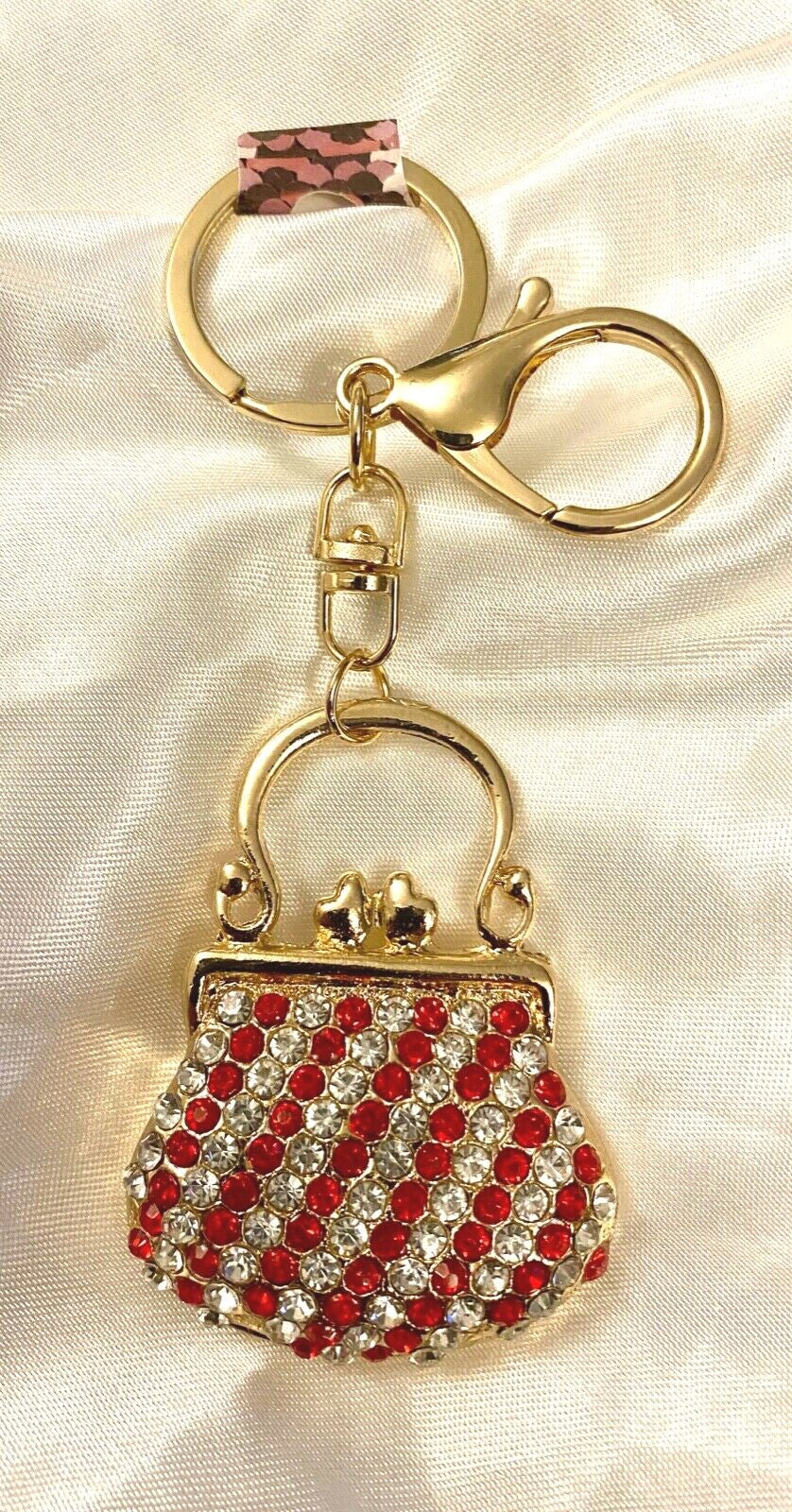 Handbag crystal keyring red blue diamond bag diamanté charm Rhinestone bling