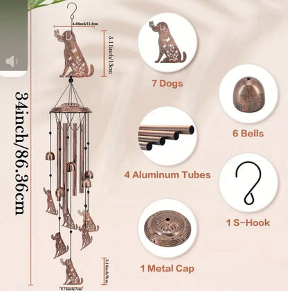 Animal Cat Dog Wind Chime Turtle Butterfly Outdoor Metal Home Patio Porch Garden