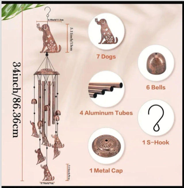 Animal Cat Dog Wind Chime Turtle Butterfly Outdoor Metal Home Patio Porch Garden