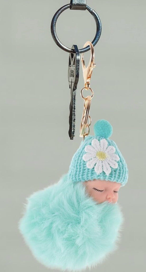 Baby Mama Keyring Pom Pom Car Key chain Bag Charm Doll Blue Pink Red Xmas Gift