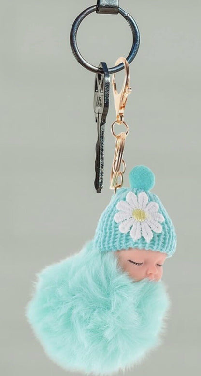 Baby Mama Keyring Pom Pom Car Key chain Bag Charm Doll Blue Pink Red Xmas Gift