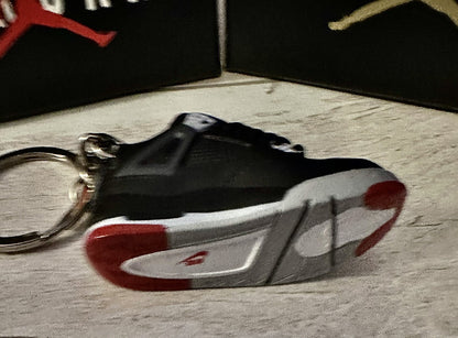 Mini Nike Jordan 4 3D Trainer sneaker Car Key Keyring Grey Black shoe Gift Box