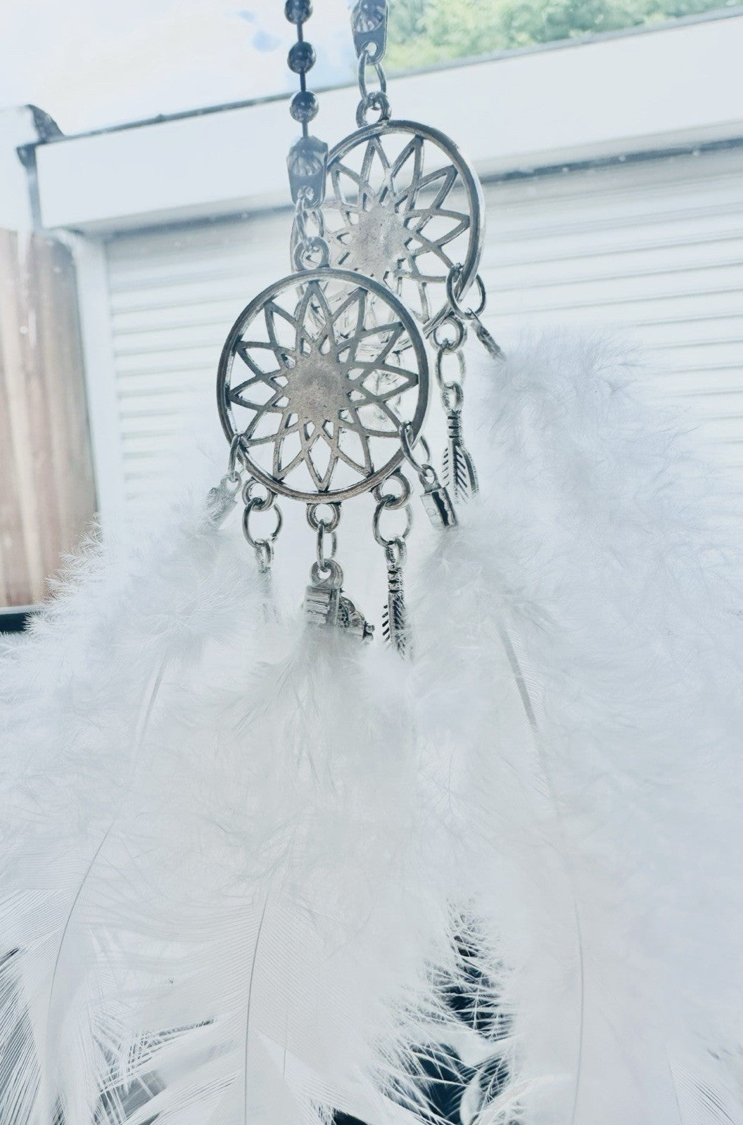 Hanging Car Dream Catcher Spiritual Grey Black White Mirror Interior Feather