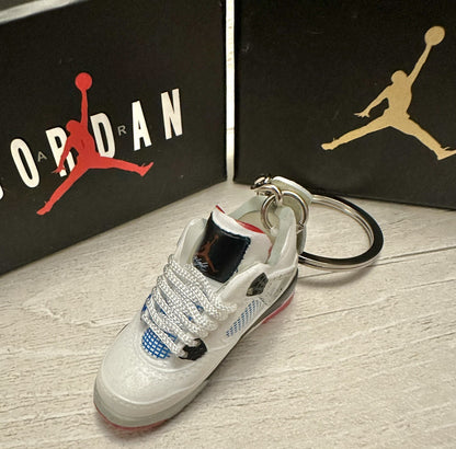 Mini Nike Jordan 4 3D Trainer sneaker Keyring Multi Red Grey Blue shoe Gift Box