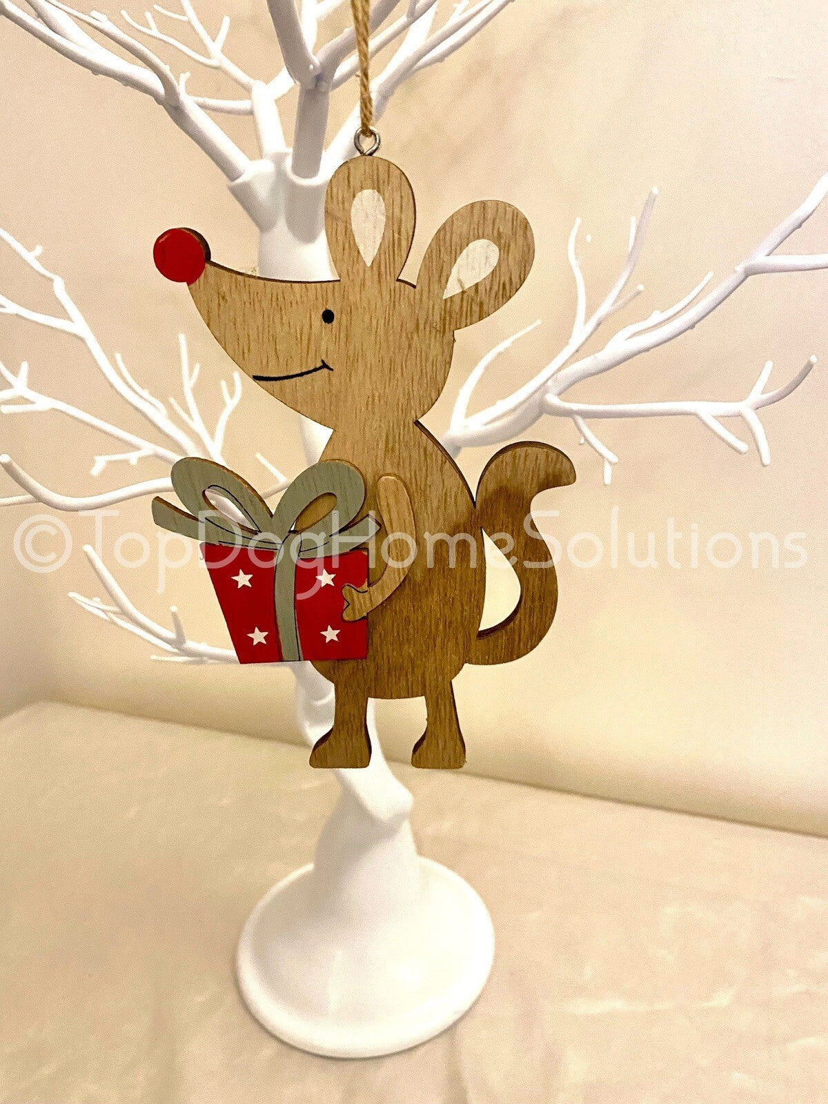 Wood Mouse Christmas sign Plaque Bauble Gift Rustic Kids Gift Tree decoration