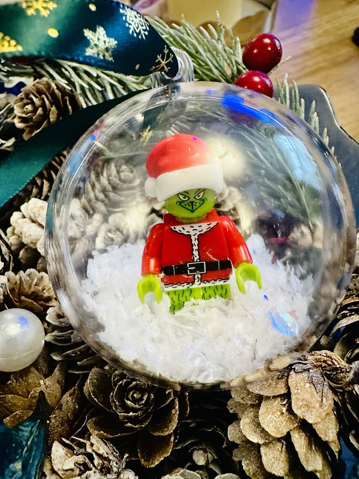 Christmas Grinch Santa Mini Figure Bauble Hanging Snowflake Tree 3D  Handmade
