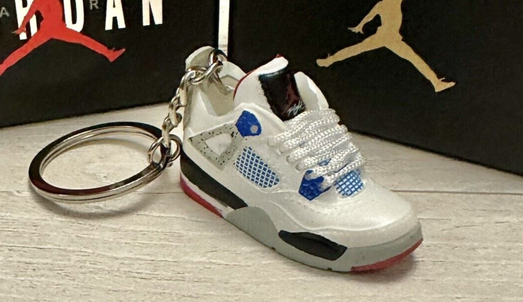Mini Nike Jordan 4 3D Trainer sneaker Keyring Multi Red Grey Blue shoe no box