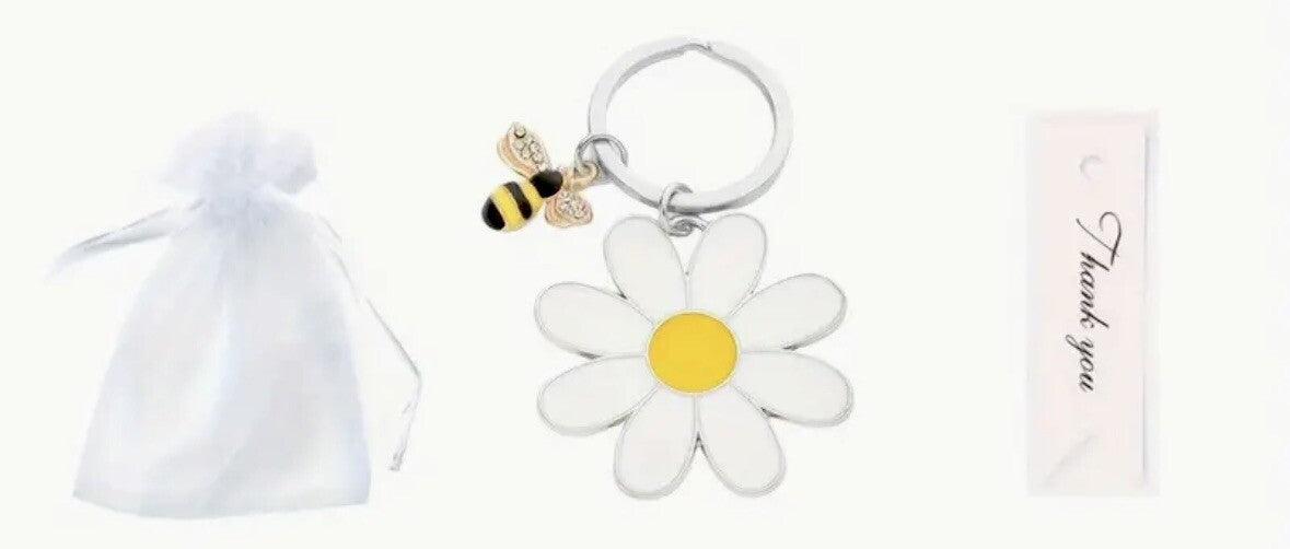 Flower Glitter Bee Daisy Keyring Pendant Charm Bag Car Keys Key Chain Gift Bag