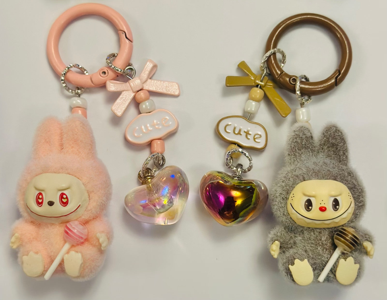 Monster lolipop La # Bu Keyring 3D Heart Charms Kawaii Doll Teddy Keychain Bag