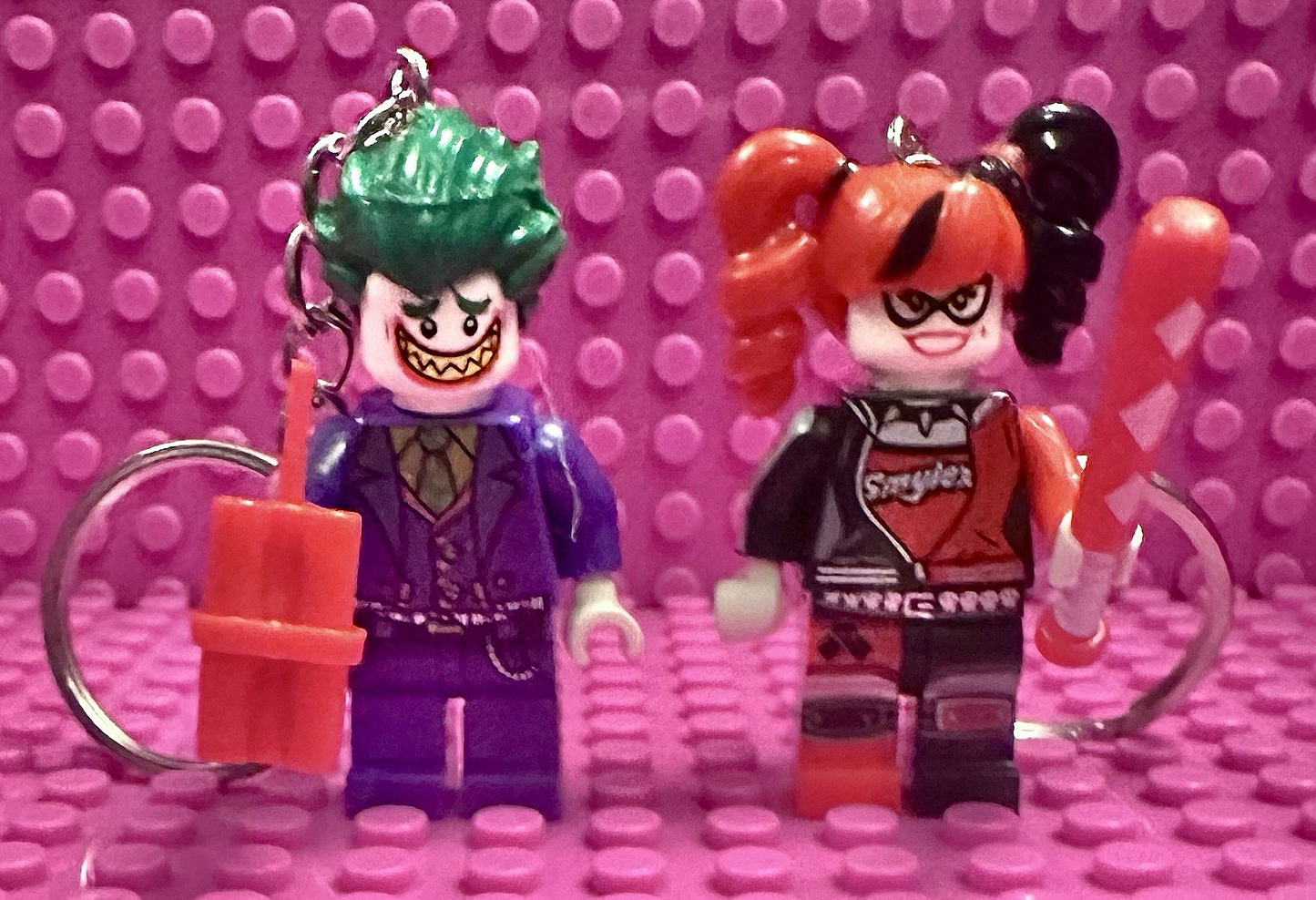 Joker & Harlequin 2 Couples Keyring Pink Batgirl DC Bag Charm Car Chain Key Gift