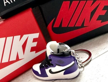 Nike Mini Jordan 3D Trainer sneaker Keyring Keychain Purple Black shoe Gift Box