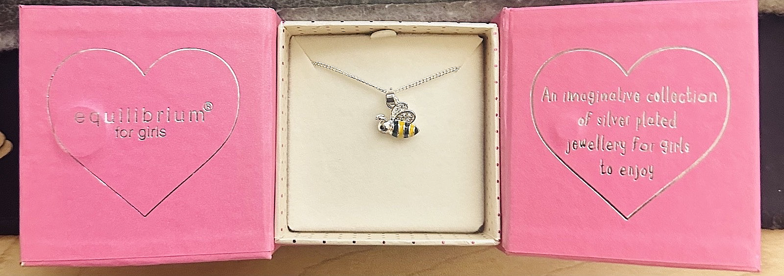 Girls Equilibrium Bumble Bee Silver Plated Necklace Sparkly Wings Christmas gift