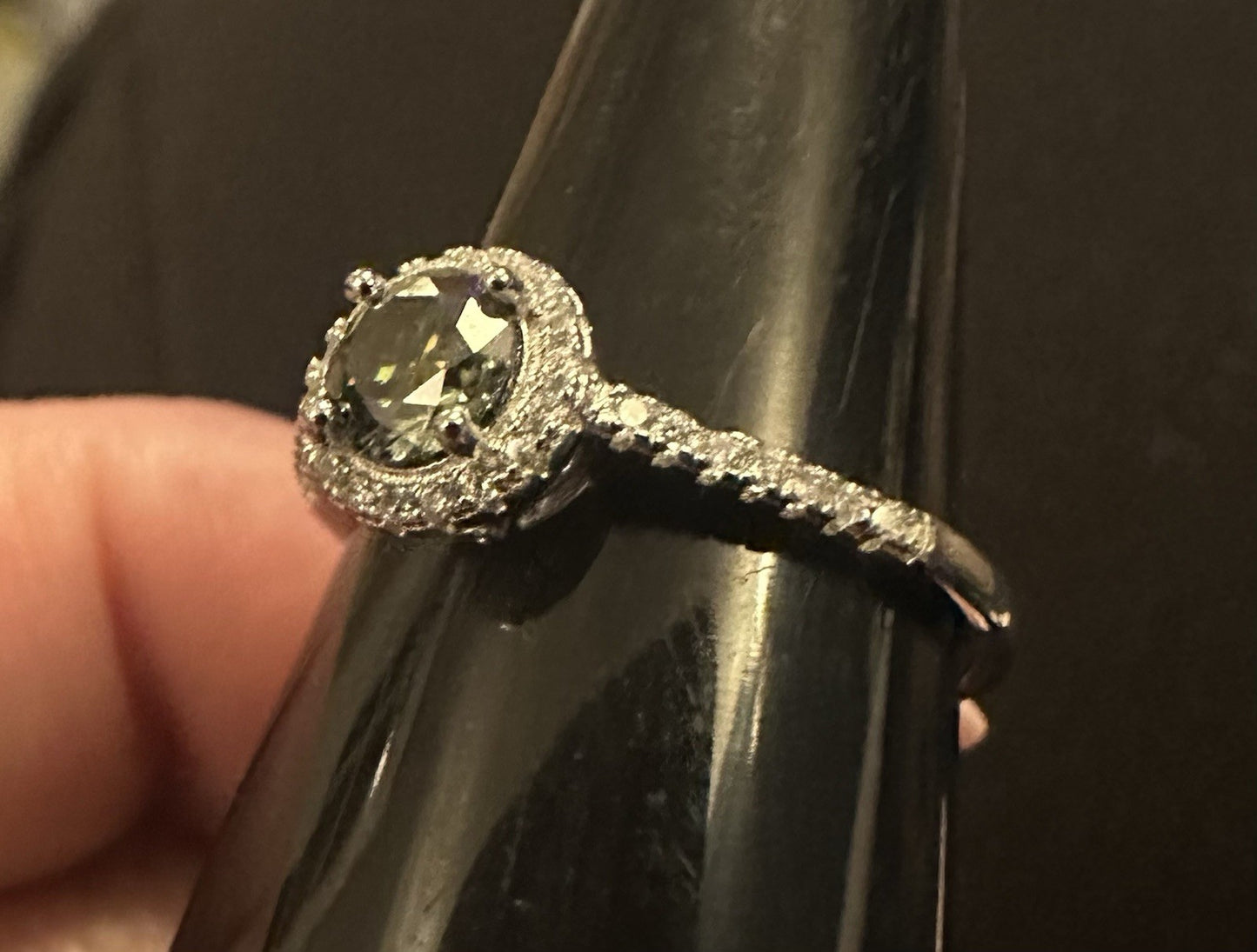 S925 Sterling Silver Ring Chameleon Green Adjustable VVS1 Cut Moissanite 18k