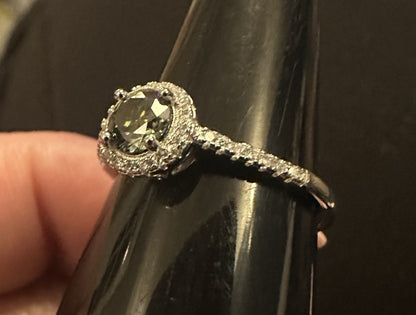 S925 Sterling Silver Ring Chameleon Green Adjustable VVS1 Cut Moissanite 18k
