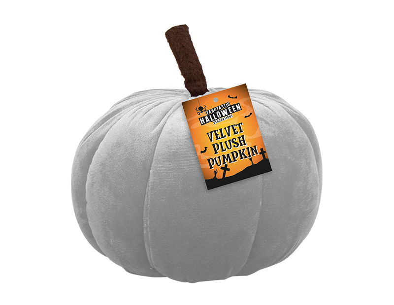 Halloween Pumpkin Cushion 3D x 3 Plush Velvet White Orange Black Decoration 16cm