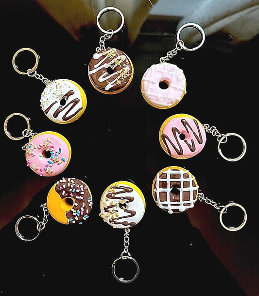 3D Donut Keyring Food Sweet Gift Cute Pink Chocolate sprinkles Car Key Chain