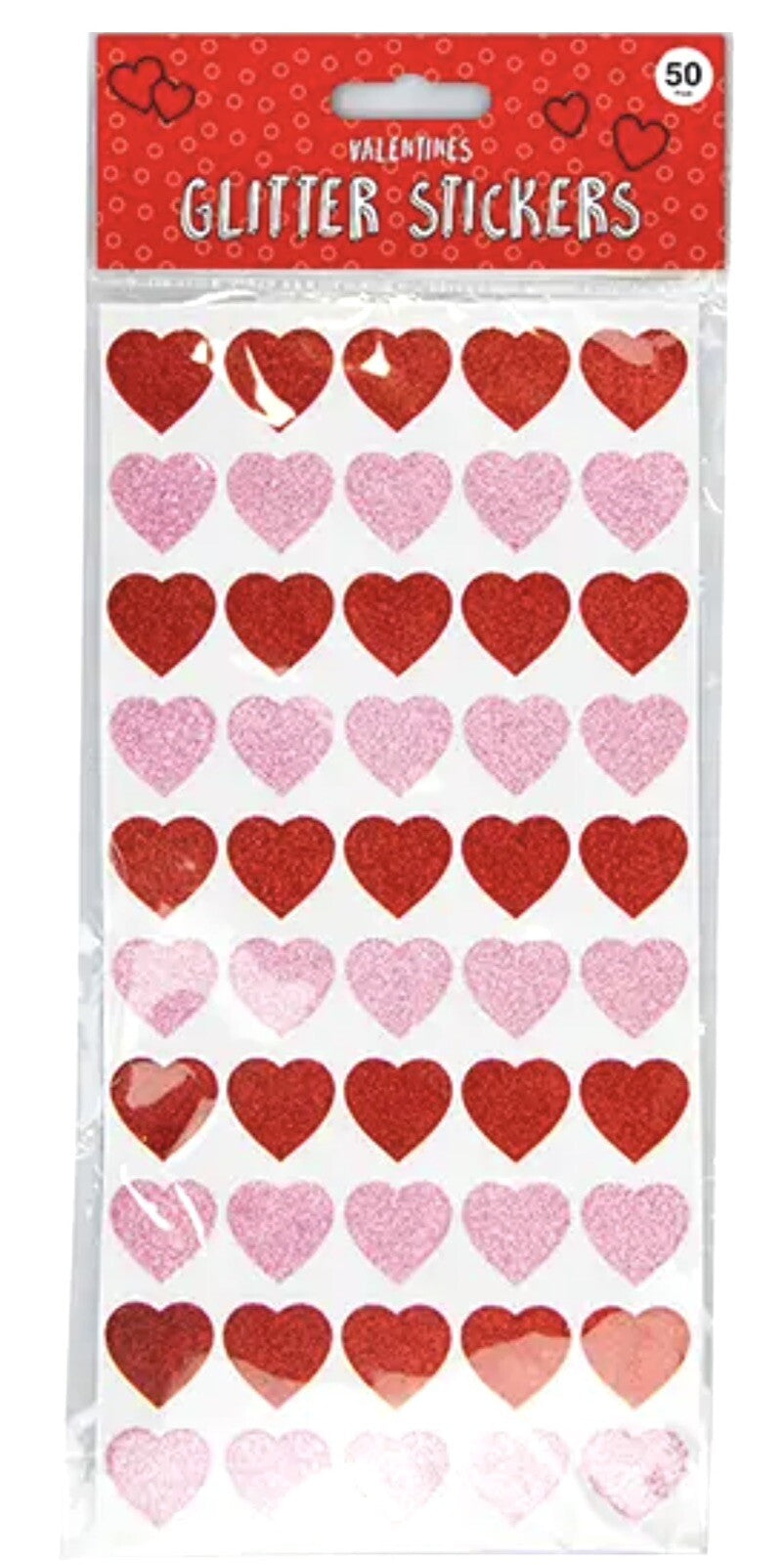 Valentine’s 100 Glitter Heart Sticker Self Adhesive Red Pink Craft decorate card