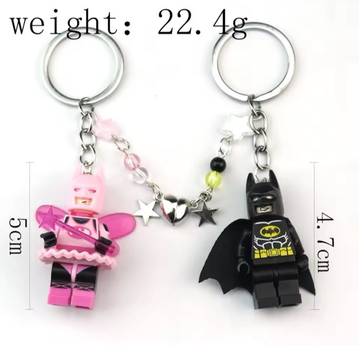 Batman Magnetic 2 Couples Keyring Pink Batgirl DC Bag Charm Car Chain Key Gift